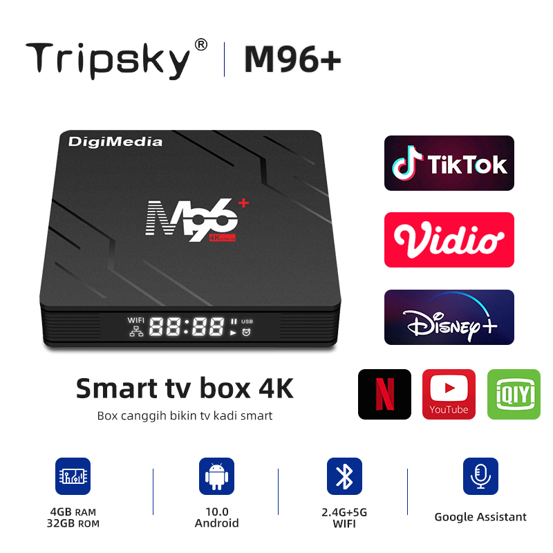 Box TV H96 Max H616 Android 10.0 BT 4.2 RAM 4 Go DDR3 64 Go 4K