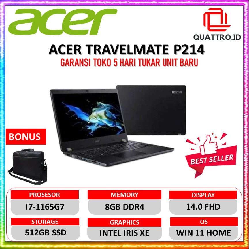 Jual Acer TRAVELMATE P214 i7 1165G7 8GB 512SSD Win11 Layar 14.0 inch ...