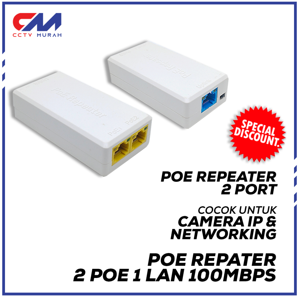Jual POE Repeater 2 IN 1 Kecepatan 100Mbps/POE Extender Konnektor Kabel ...