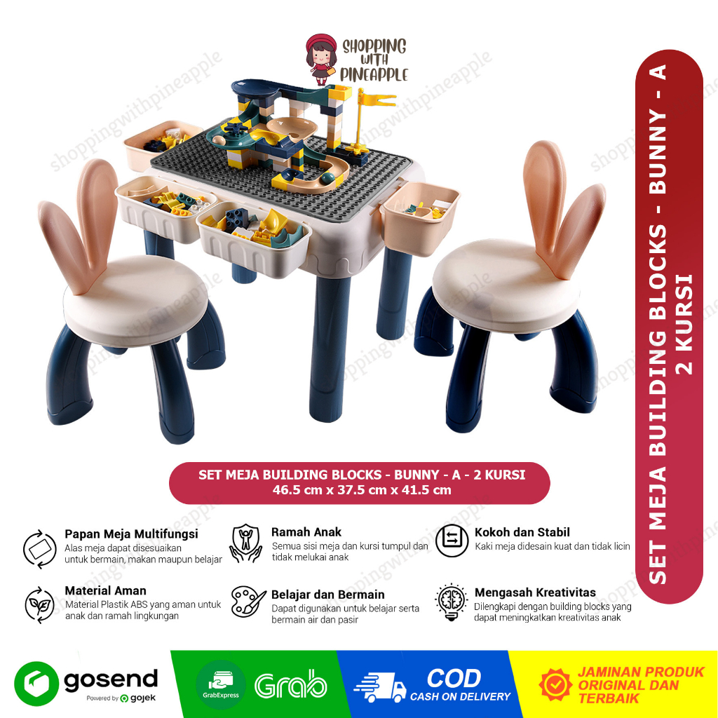 SWP Set Meja in Multifungsi in Free Building Blocks Koper  Set Meja Belajar Anak Set Meja Kursi Anak Mainan Edukasi Meja Study 