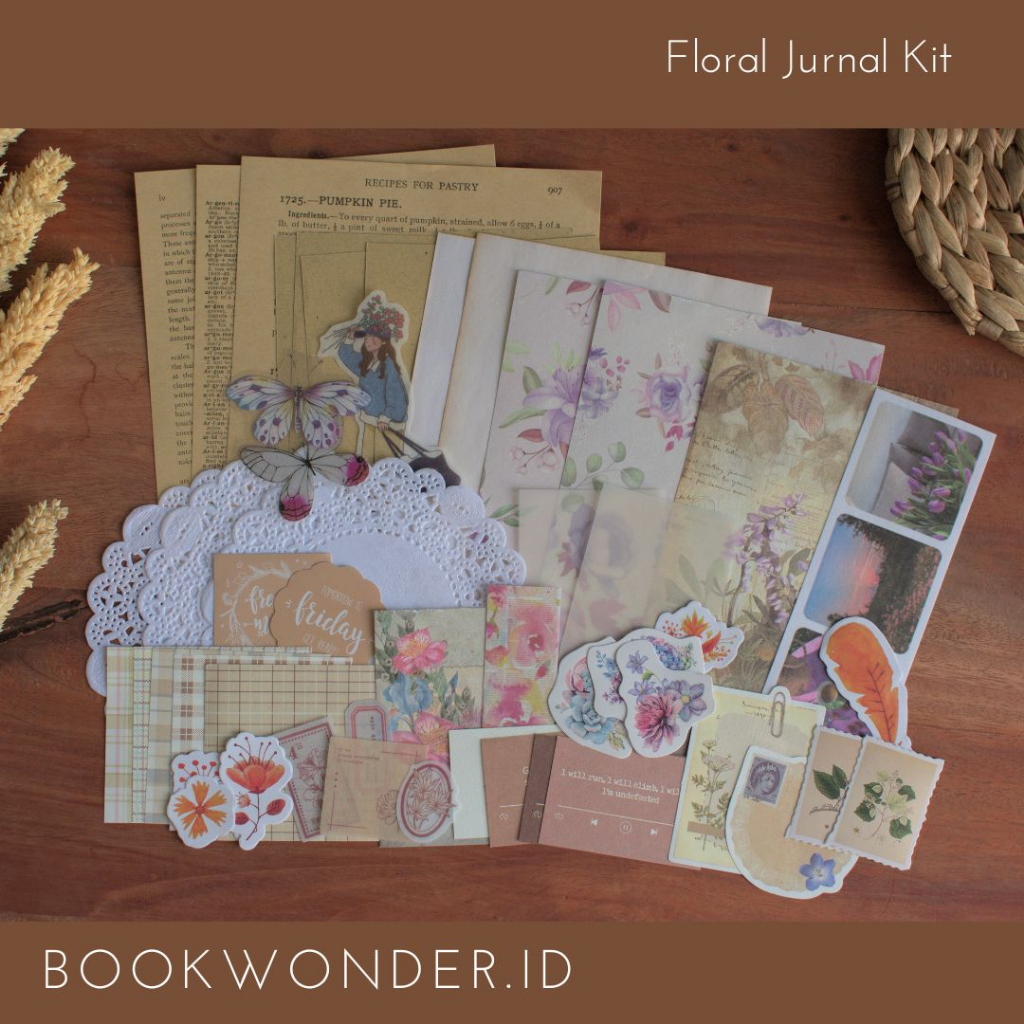 Jual Journal Kit Journaling Kit 50 Pcs Tema Vintage Floral untuk ...