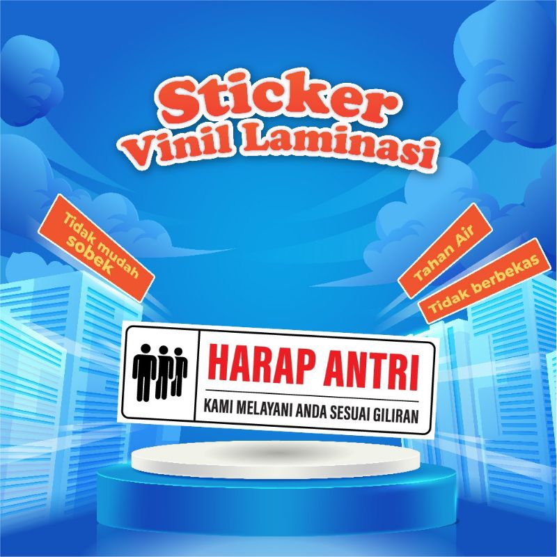 Jual stiker harap antri dengan bahan premium 25 × 8cm | Shopee Indonesia