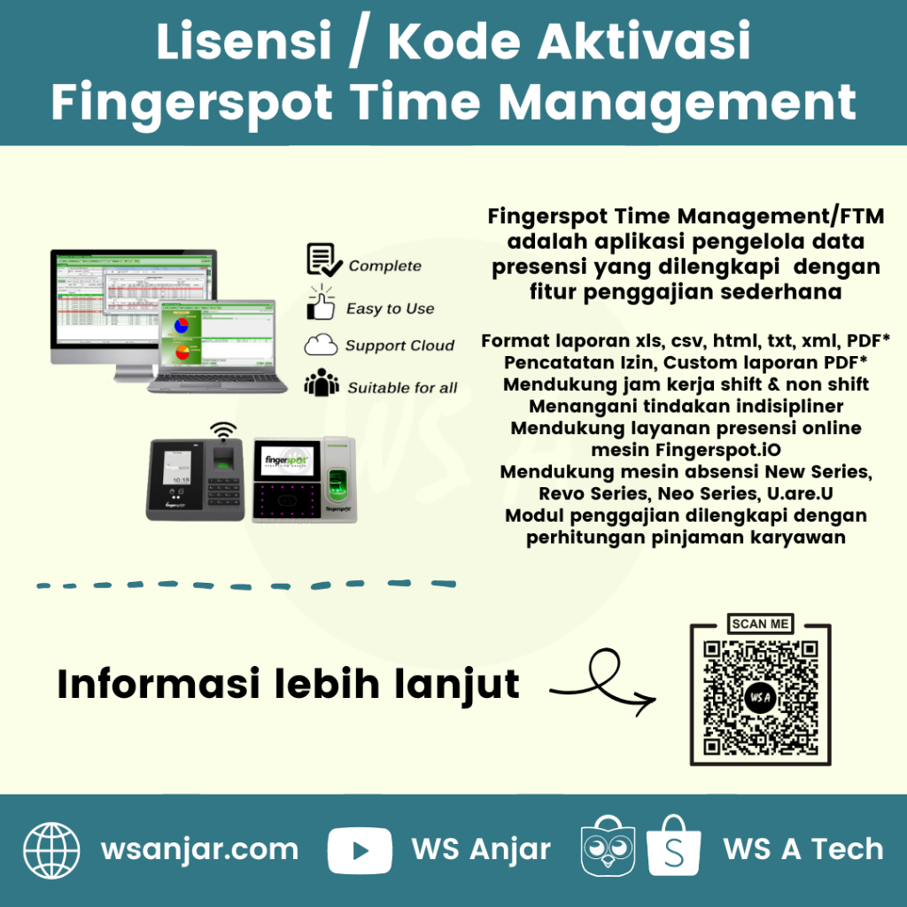 Jual Fingerspot Time Management (FTM) Lisensi / Kode Aktivasi Aplikasi Fingerspot Shopee