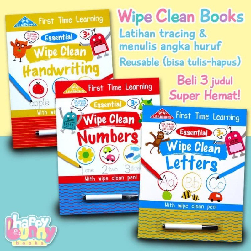 Jual Wipe Clean Book Letters / Numbers / Handwriting include spidol ...