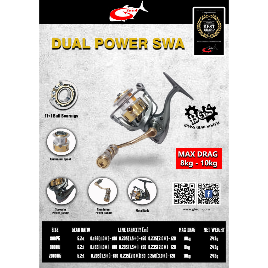 Jual Reel SPINNING GTECH DUAL POWER SWA (POWER HANDLE) | Shopee Indonesia