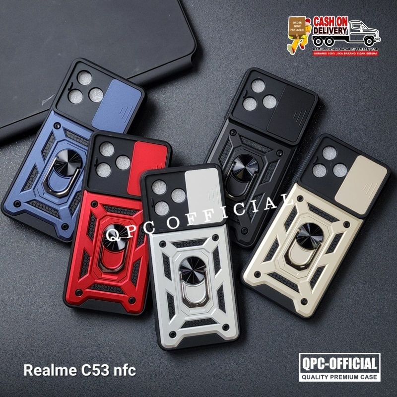 Custodia RankOne Con Anello E Finestra Scorrevole Per Realme C53/C51/Note 50, Cover Antiurto In PC Con Supporto Magnetico, Protezione Fotocamera, Nero
