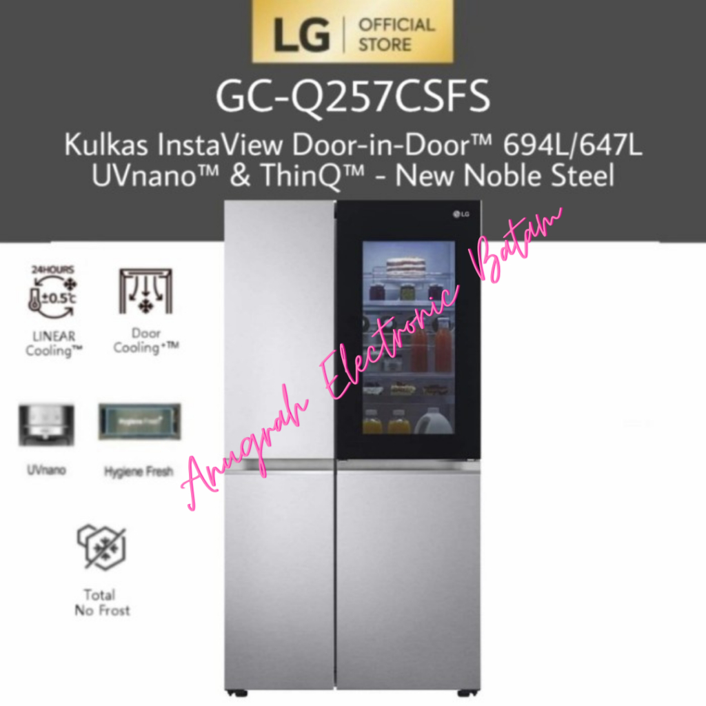 Jual Lg Kulkas Side By Side Gcq Csfs Instaview Gc Q Csfs Inverter Batam Shopee Indonesia