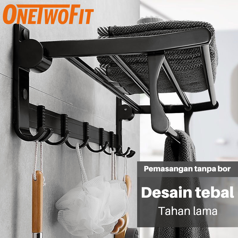Jual OneTwoFit Rak Gantungan Handuk 50CM Rak handuk lipat Pemasangan ...