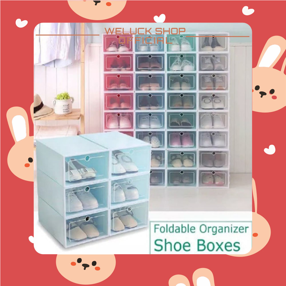 Jual Kotak sepatu lipat / box sepatu lipat / kotak sepatu transparan ...