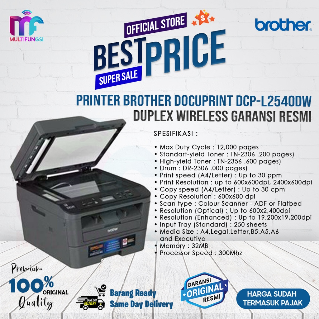 Jual Printer Brother Docuprint Dcp L2540dw Duplex Wireless Garansi Resmi L2540 Shopee Indonesia 