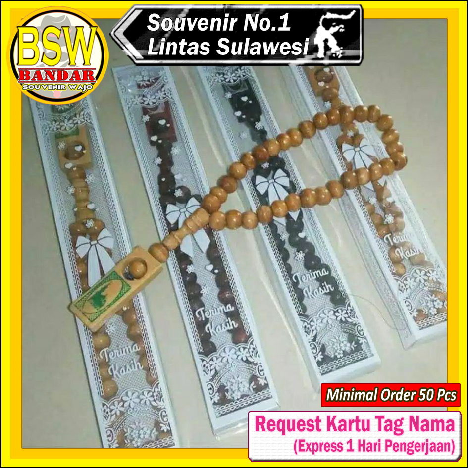 Jual Min Order Pcs Souvenir Tasbih Kayu Kemasan Kemas Mika Kartu Ucapan Sovenir Suvenir