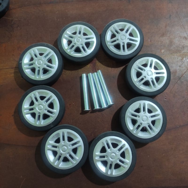 Jual 1set 8pcs Kepingan Roda Koper Double Diameter 53mm Plus Besi Pen ...