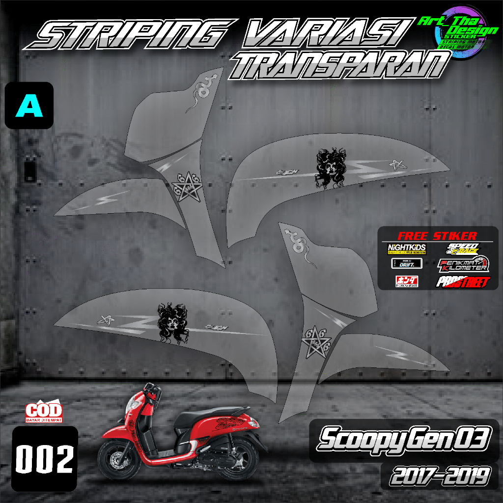 Jual Sticker Striping SCOOPY FI 2017/2019 Transparan 002-Stiker ...