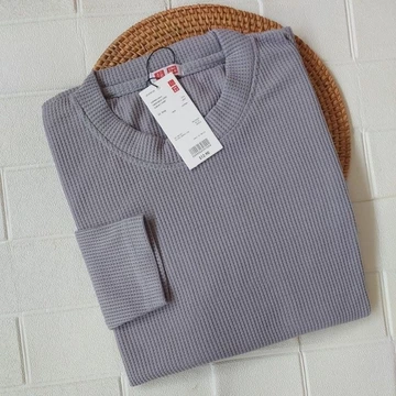 Tunik Rib Waffle Premium Wanita Simpel Tunik Uniqlo