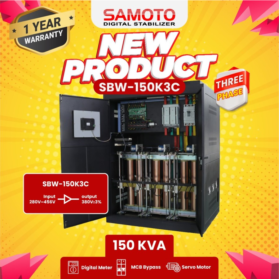 Jual STABILIZER SAMOTO 150KVA 3 PHASE - SBW150K3C AUTO VOLTAGE ...