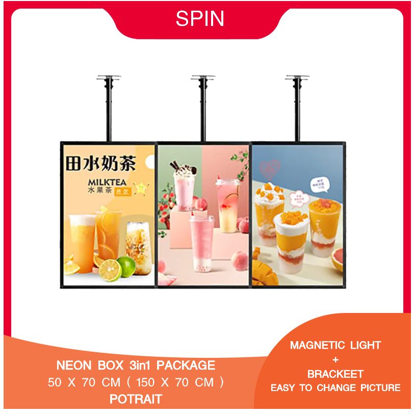 Jual NEON BOX SLIM LED LIGHT BOX Menu Paket 3in1 50x70cm ( 150x70cm
