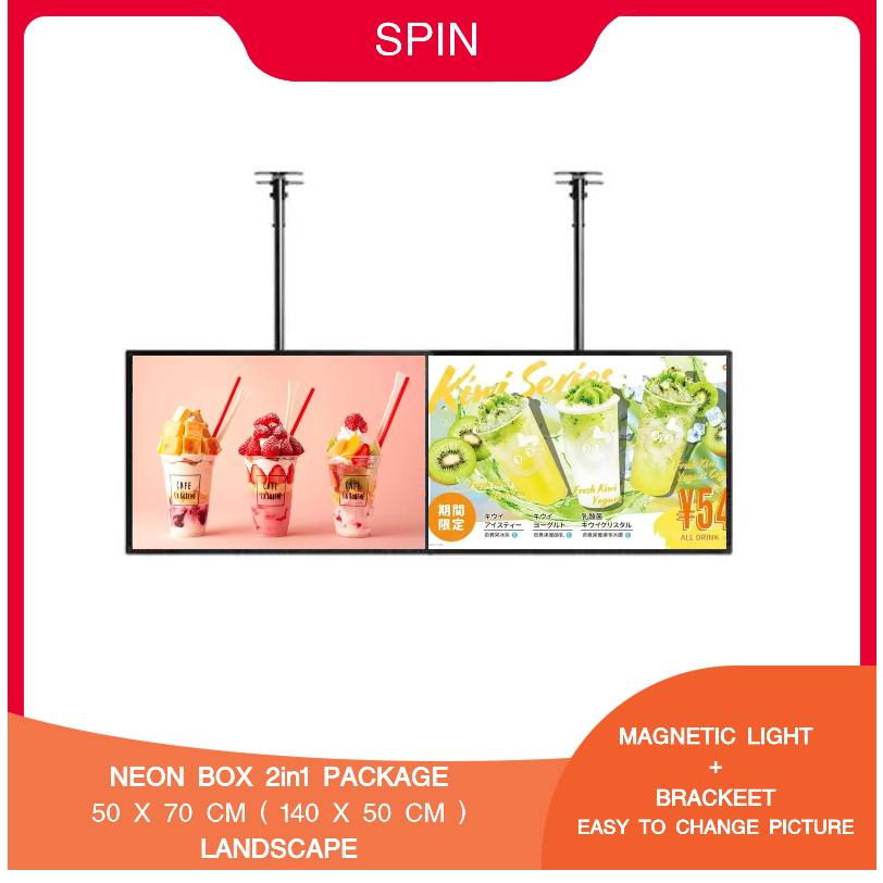 Jual NEON BOX SLIM LED LIGHT BOX Menu Paket 2in1 50x70cm ( 140x50cm
