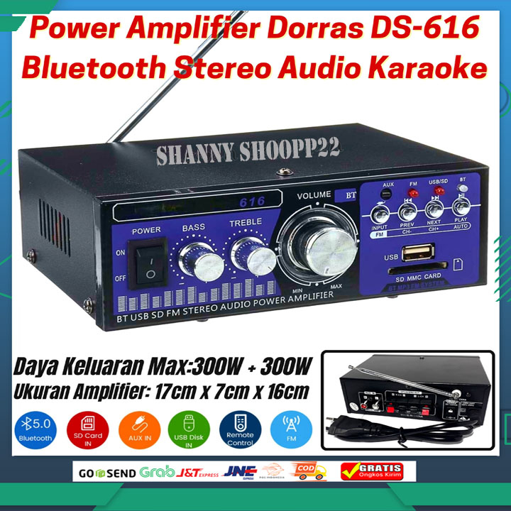 Jual Ampli DORRAS BT DS616 DS188Power Amplifier AC DC Bluetooth USB