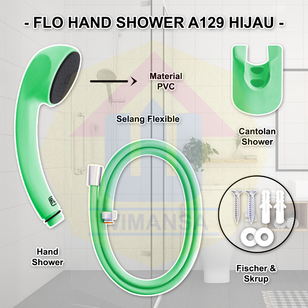 Jual FLO HAND SHOWER A129 + SELANG PVC 1.5M - SHOWER KAMAR MANDI ...