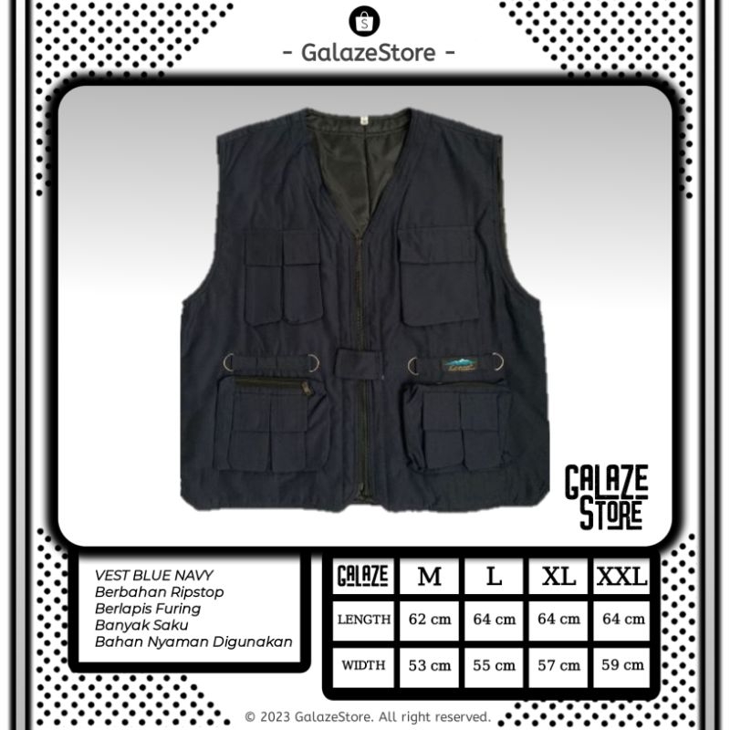Jual VEST BLUE NAVY TACTICAL VEST RIPSTOP NAVY BLUE ROMPI