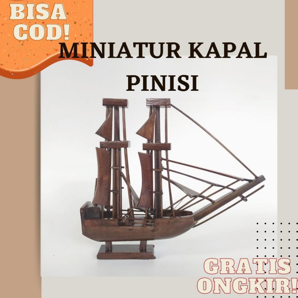 Jual Miniatur Kapal Pinisi Dewaruci Kayu Shopee Indonesia 8119