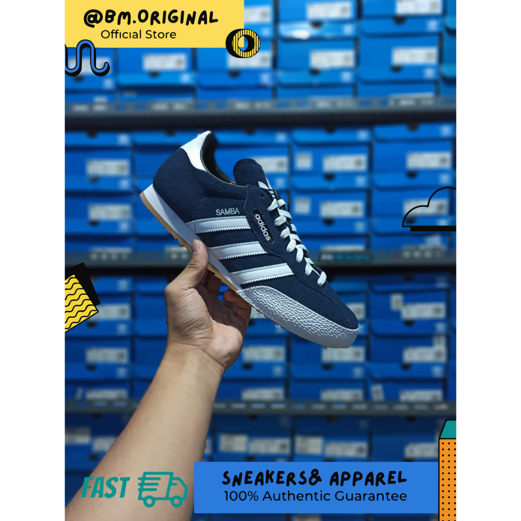 Jual Adidas Samba Super Navy White Suede ORIGINAL 019332 | Shopee Indonesia