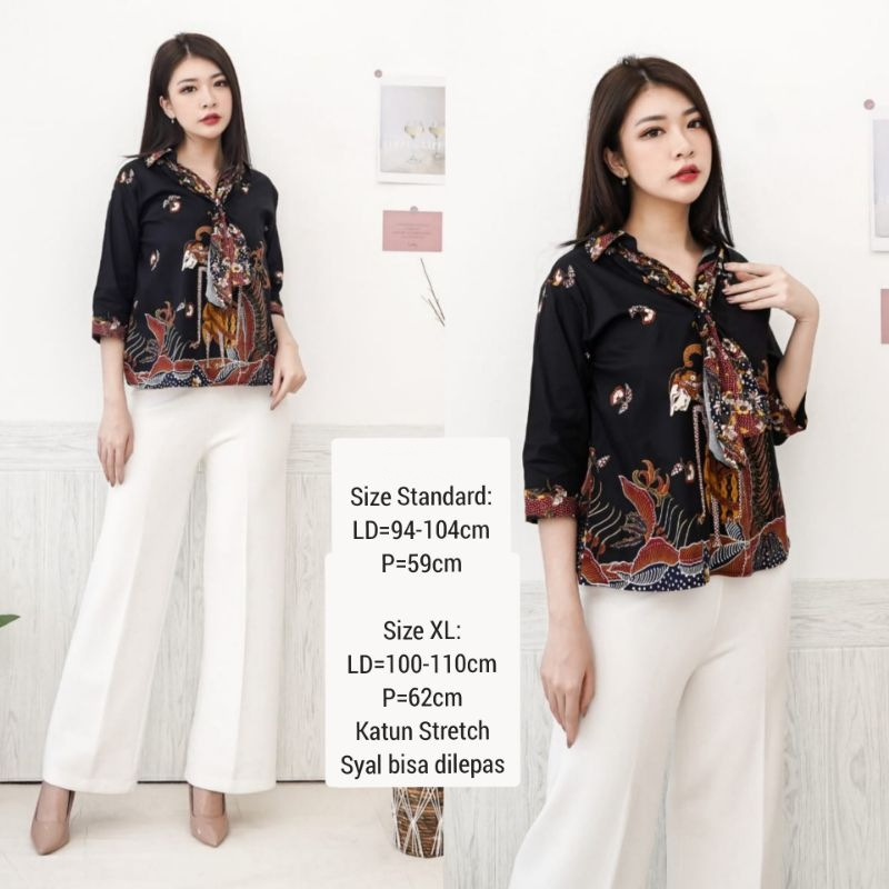 Jual Baju Formal Blouse Batik Wanita Terbaru Atasan Blus Cewek Korea