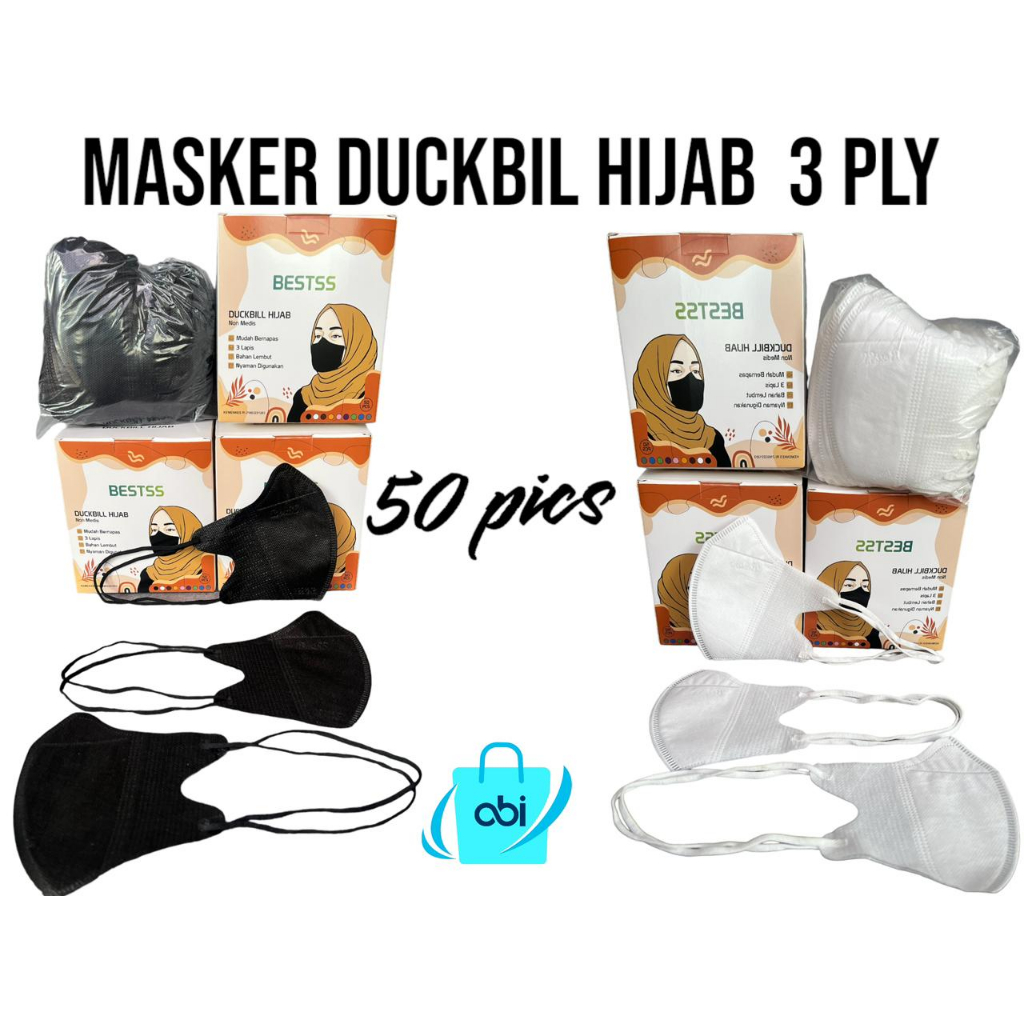 Jual MASKER DUCKBILL HIJAB 3 PLY 1 BOX ISI 50 PCS | Shopee Indonesia