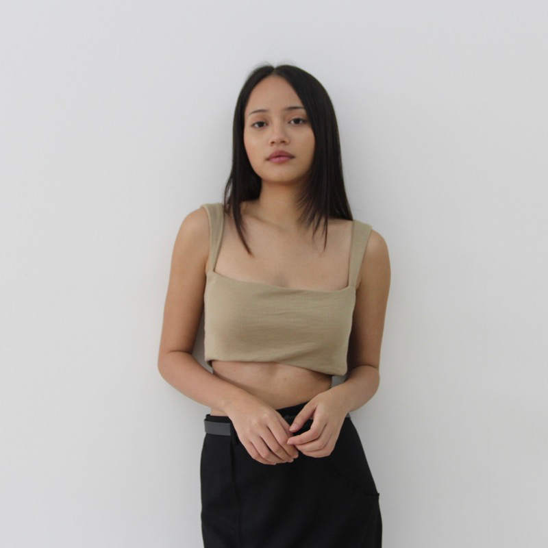 Jual ARA TOP - Ribbed Knit Square Tank Tanktop Summer Kotak Atasan Crop ...