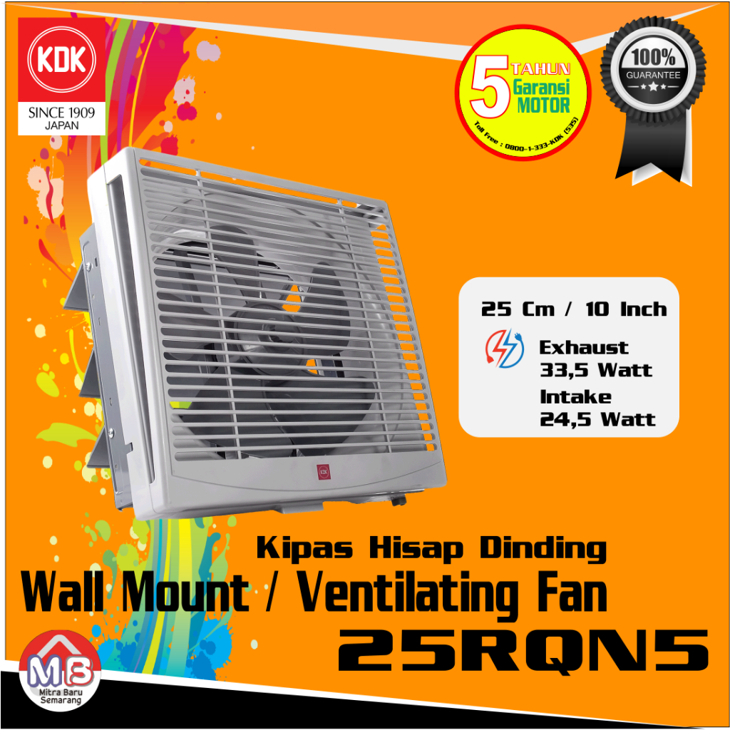 Jual KDK Exhaust Fan Dinding 10 inch 25RQN5 25 cm RQN Kipas angin sedot