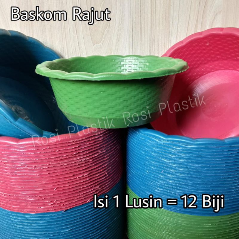 Jual Baskom Rajut Isi 12 BIJI (1 LUSIN) / Baskom Nasi Hajatan / Besek ...