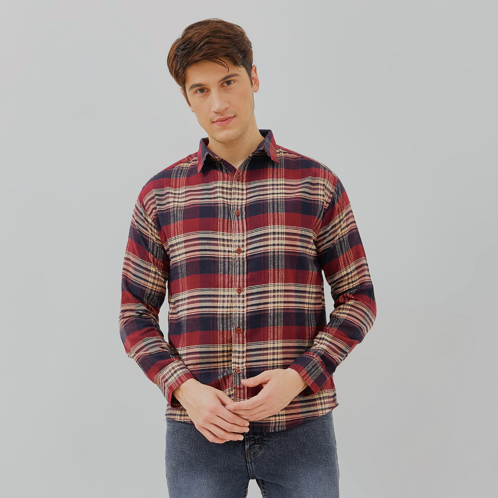 Jual PAULMAY Kemeja Flanel Pria Lengan Panjang Merah 6712 | Shopee