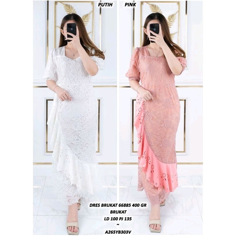 Jual Dress Putih/Dress Wanita/Dress Brukat Putih/Dress Mewah | Shopee