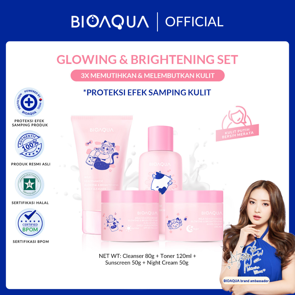 Jual Bioaqua Pcs Skincare Paket Niacinamide Glowing Brightening