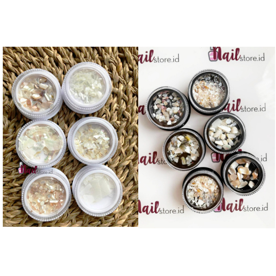 Jual SET 6pcs Pecahan kerang nail sea shell white sea flakes nail acc ...