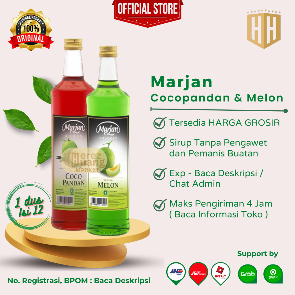 Jual MARJAN Boudoin Syrup - Minuman Sirup Rasa Melon / Cocopandan 460ml ...