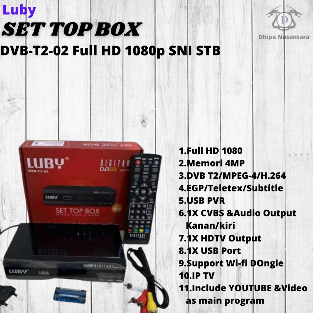Jual Set Top Box Luby DVBT202 Full HD 1080p SNI STB TV Digital