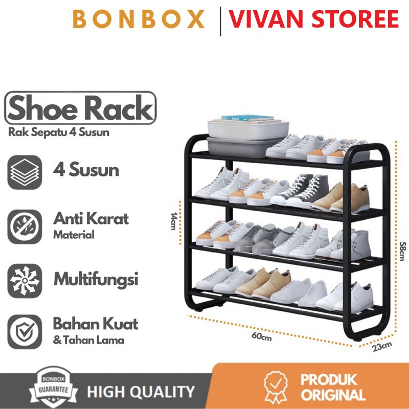 Jual BONBOX BFS221201 Rak Sepatu 4 Susun Shoe Rack Sandal Holder Rak ...