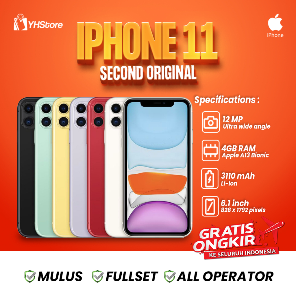 Jual IPhone 11 128GB BEKAS ORIGINAL 100% | NORMAL FULLSET Kondisi Mulus ...