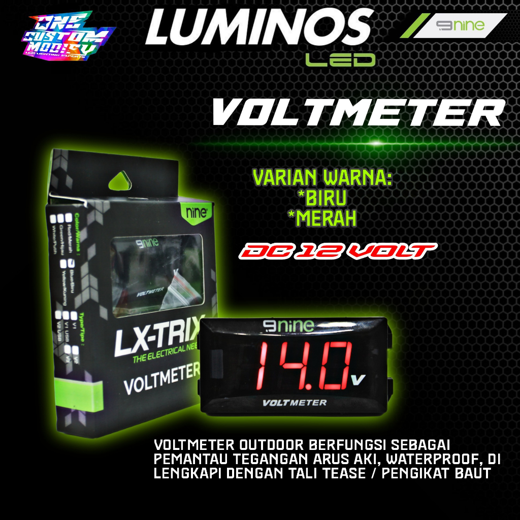 Jual VOLTMETER DIGITAL LUMINOS PENGUKUR DAYA TEGANGAN AKI ACCU YANG
