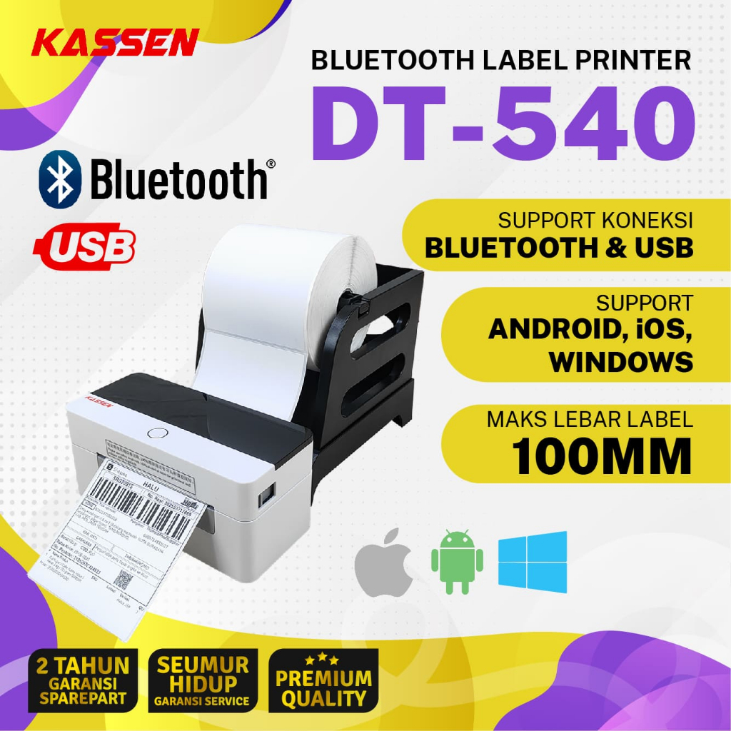 Jual Printer Label Resi Sticker Thermal Bluetooth Kassen DT 540 100 mm