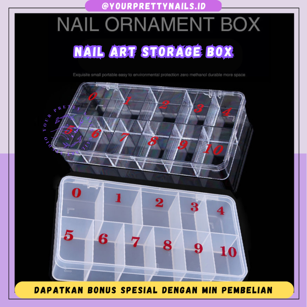 Jual Nail Art Storage Box Tempat Kotak Aksesoris Alat NailArt / Kotak