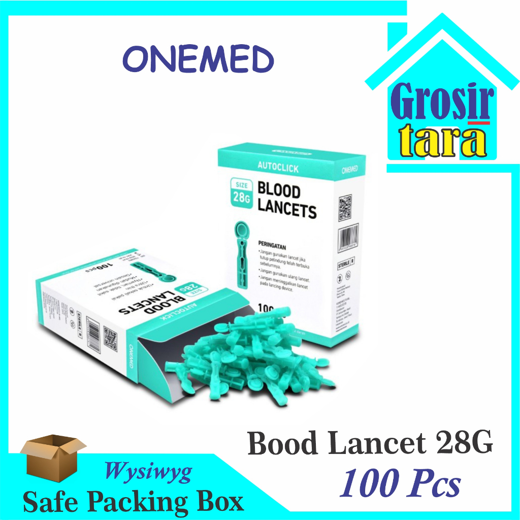 Jual Blood Lancet 28G Onemed Isi 100 Pcs Jarum lancets Darah 28 G