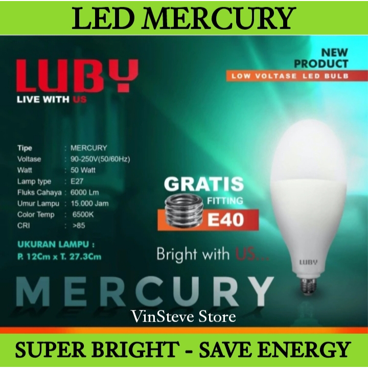 Jual Lampu Led LUBY Mercury 50 Watt Cool Daylight (Cahaya Putih) Shopee Indonesia