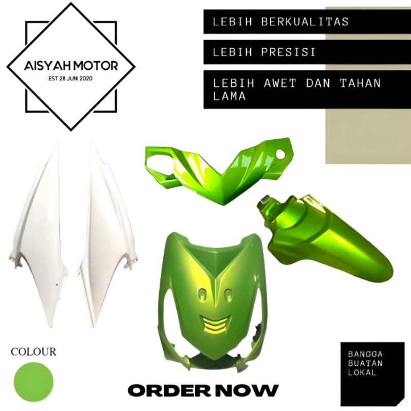 Jual Cover Bodi Halus Honda Beat Karbu Warna Hijau Putih Tahun 2010