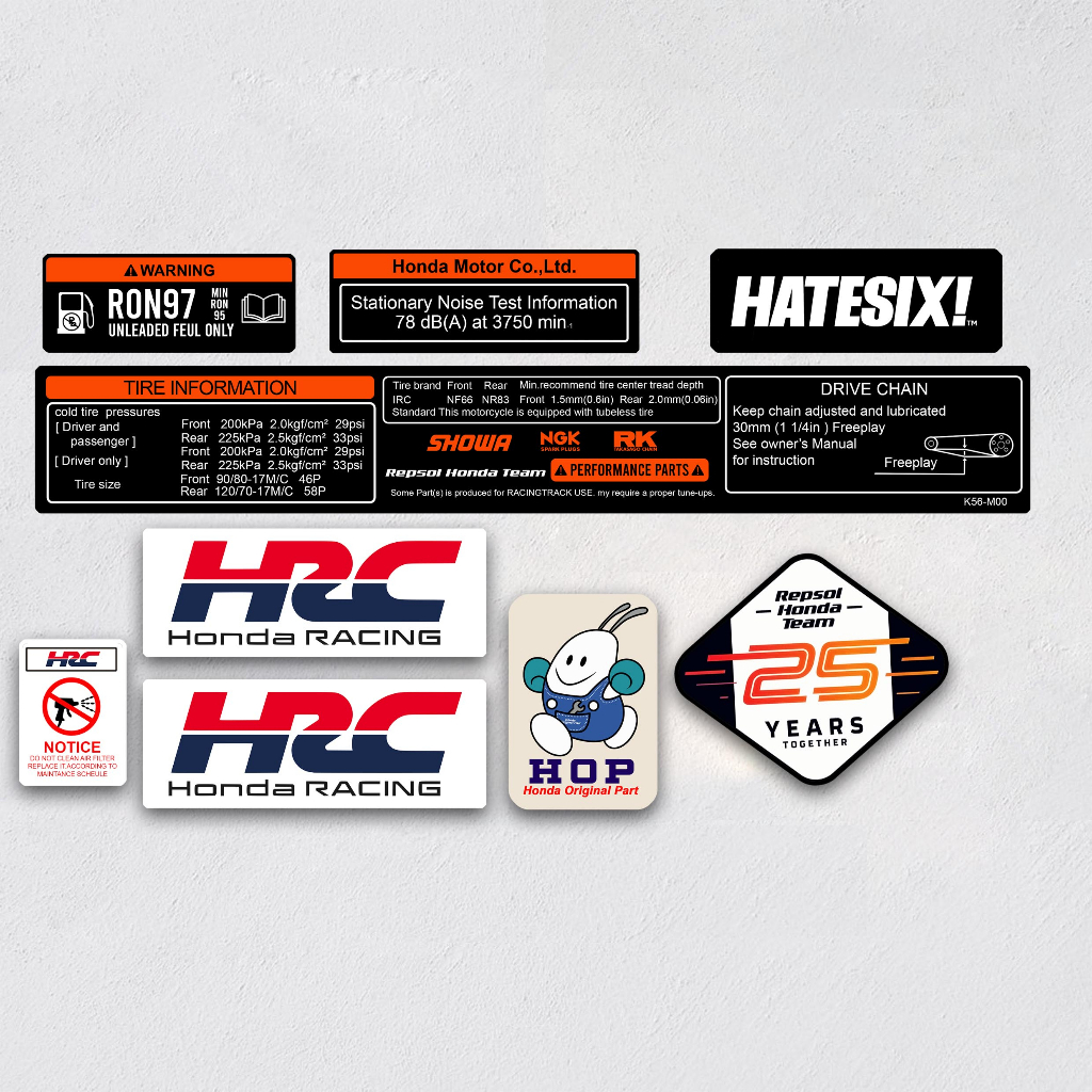 Jual Sticker Decal Details Honda Racing Hrc Set Hatesix 