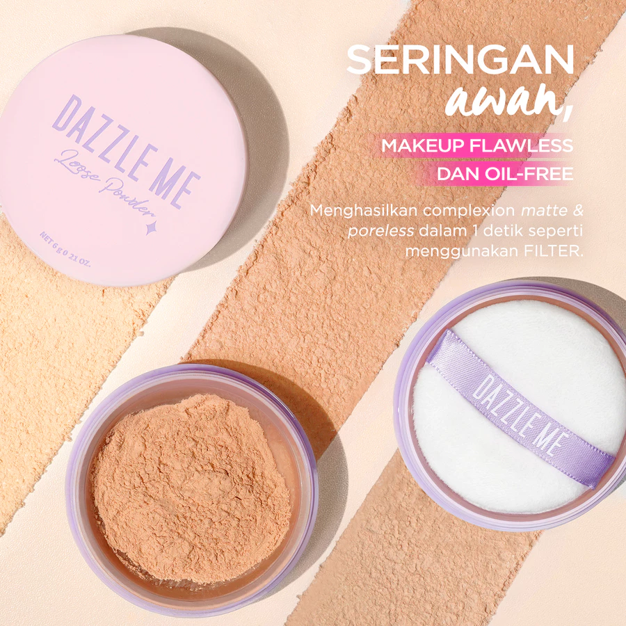 Bedak Tabur Dazzle Me Always Loose Powder Translucent Tahan 24 Jam BPOM Super Soft dan Smooth