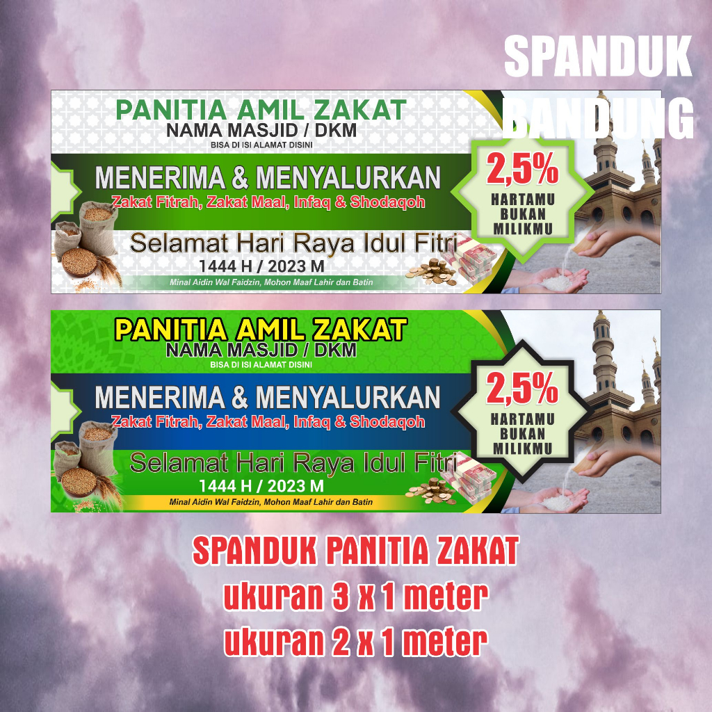 Jual Spanduk Zakat Fitrah Ukuran 3 X 1 Spanduk Zakat Fitrah 2 X 1