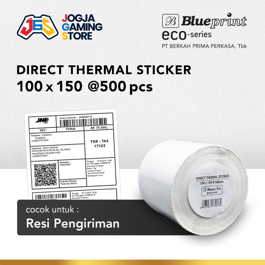 Jual Direct Thermal Sticker Resi Online Roll BLUEPRINT ECO A6 100x150 ...