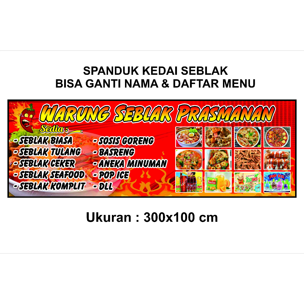 Jual Spanduk Seblak_Banner Warung Seblak_Bisa Ganti Nama & Menu ...